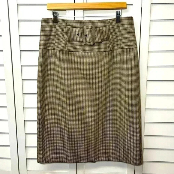 Grace Elements Houndstooth Belted Pencil Skirt Size 10 Brown, Black & Khaki - Picture 1 of 10